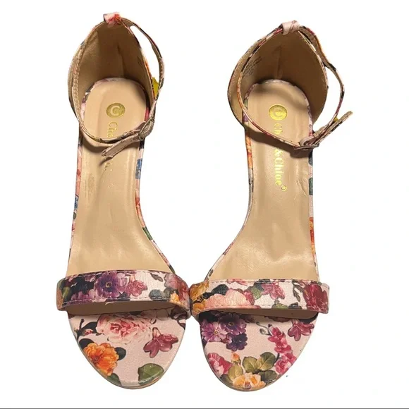 Chase & Chloe Floral Open toe heel sandals Sz. 10 • "Edward-13" - Picture 2 of 6